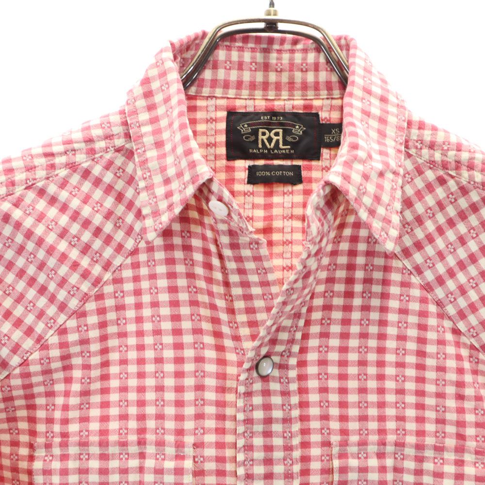 RRL ダブルアールエル チェック柄 長袖 ウエスタンシャツ XS レッド系 メンズ