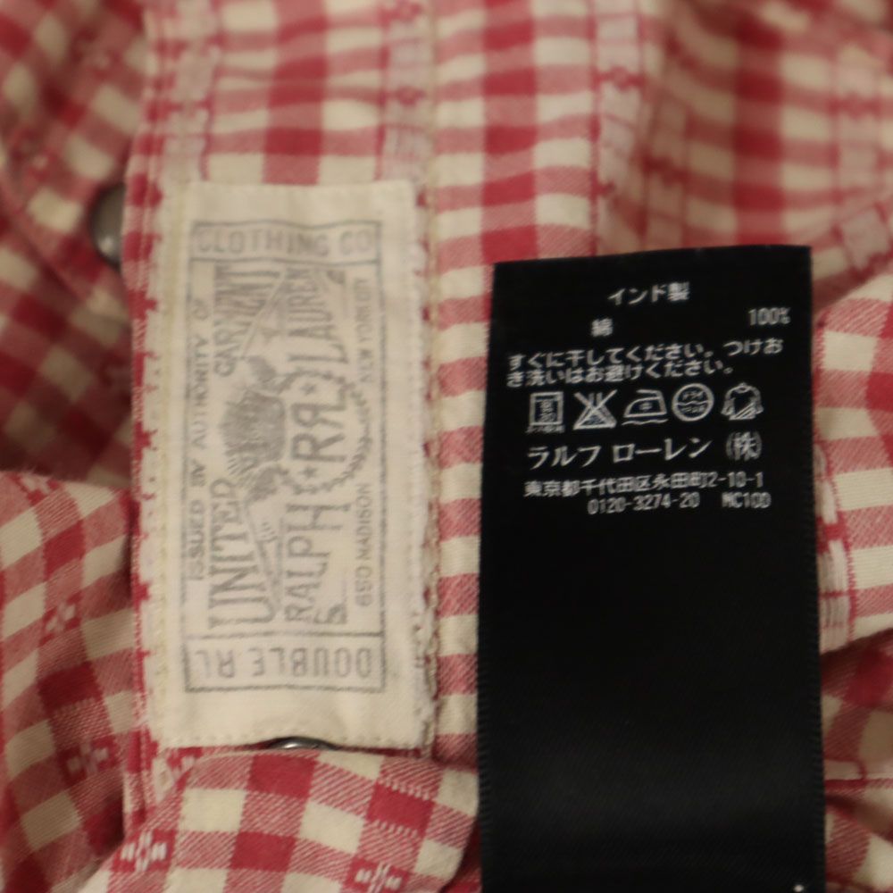 RRL ダブルアールエル チェック柄 長袖 ウエスタンシャツ XS レッド系 メンズ