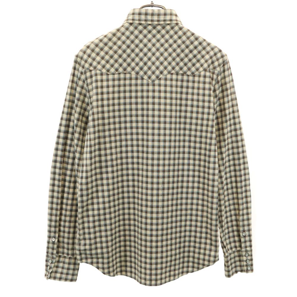 RRL ダブルアールエル チェック柄 長袖 ウエスタンシャツ S ベージュ系 メンズ