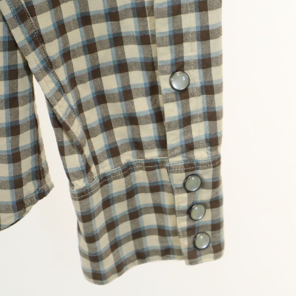 RRL ダブルアールエル チェック柄 長袖 ウエスタンシャツ S ベージュ系 メンズ