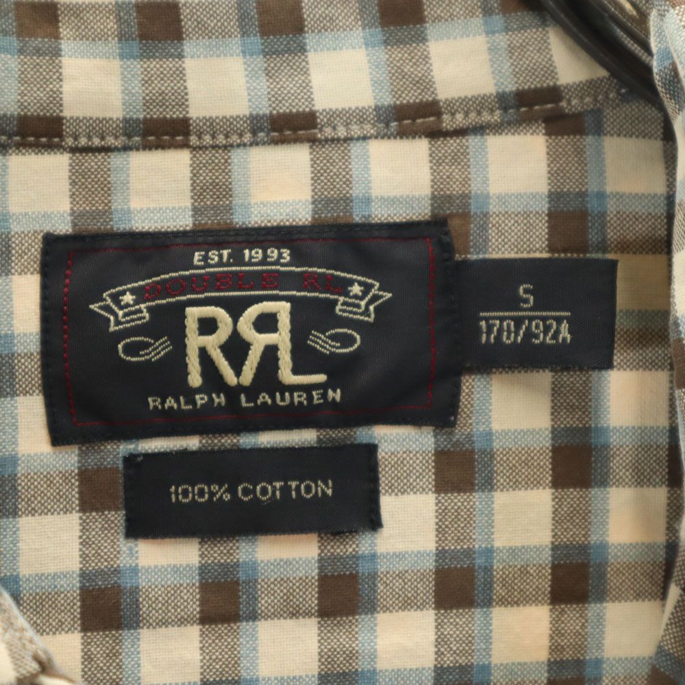 RRL ダブルアールエル チェック柄 長袖 ウエスタンシャツ S ベージュ系 メンズ
