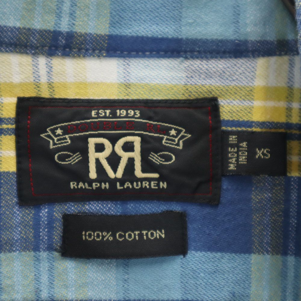 RRL ダブルアールエル 長袖 チェックシャツ XS ブルー系 メンズ