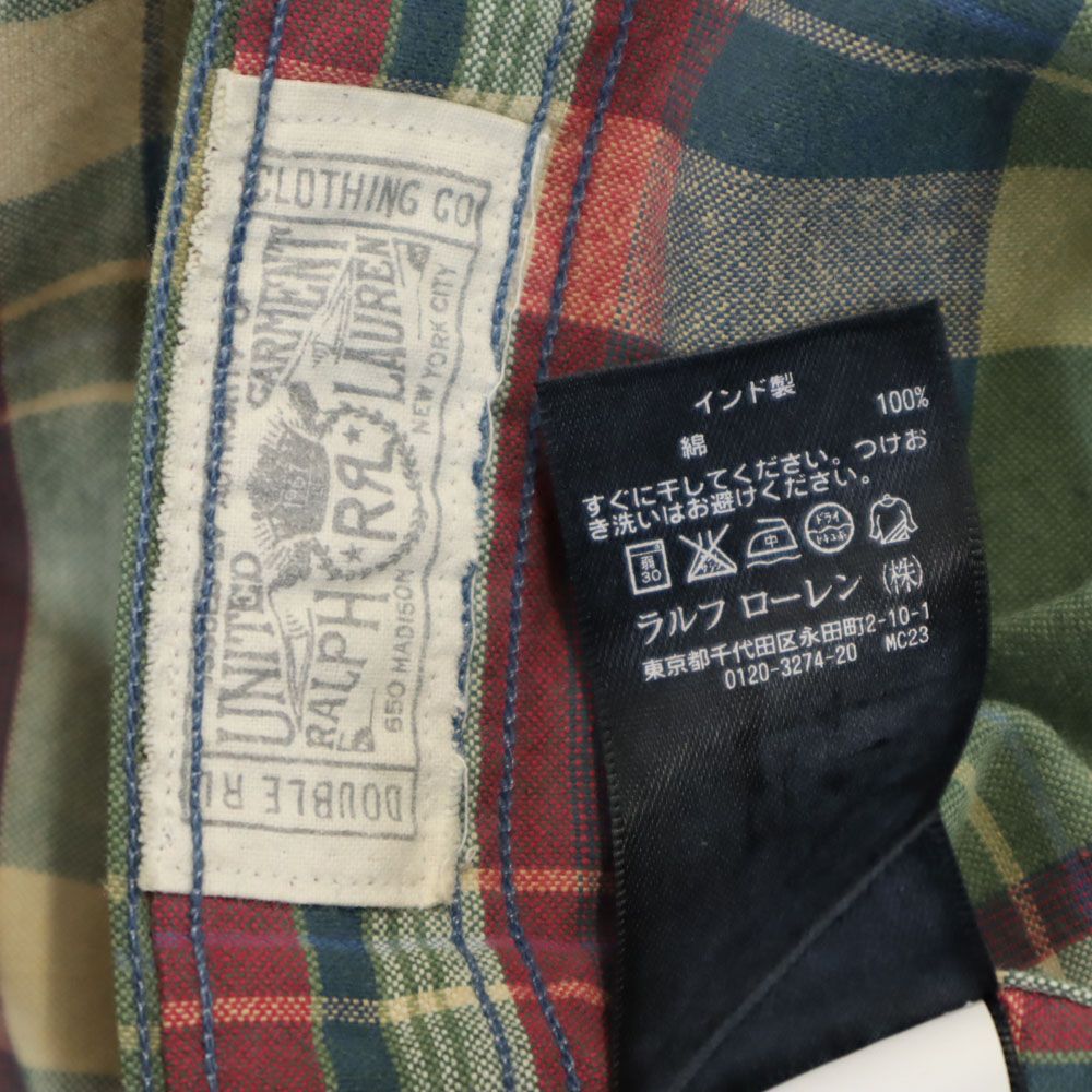 RRL ダブルアールエル 長袖 チェックシャツ XS カーキ系 メンズ