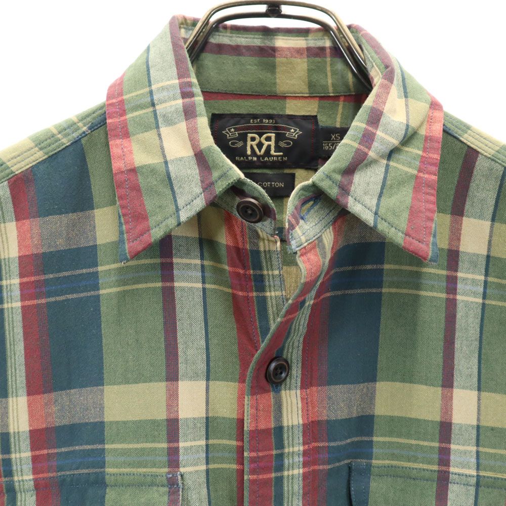 RRL ダブルアールエル 長袖 チェックシャツ XS カーキ系 メンズ