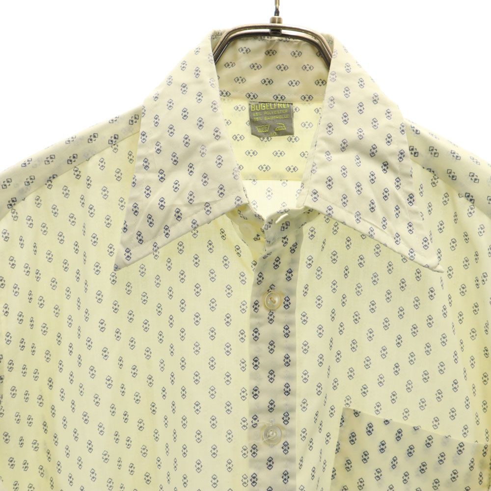 BUGELFREI 70s ユーロ ヴィンテージ 総柄 長袖 シャツ 40 ベージュ メンズ