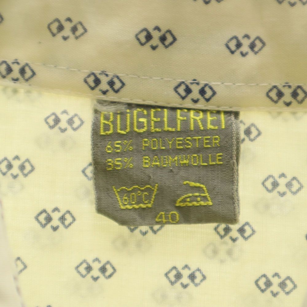 BUGELFREI 70s ユーロ ヴィンテージ 総柄 長袖 シャツ 40 ベージュ メンズ