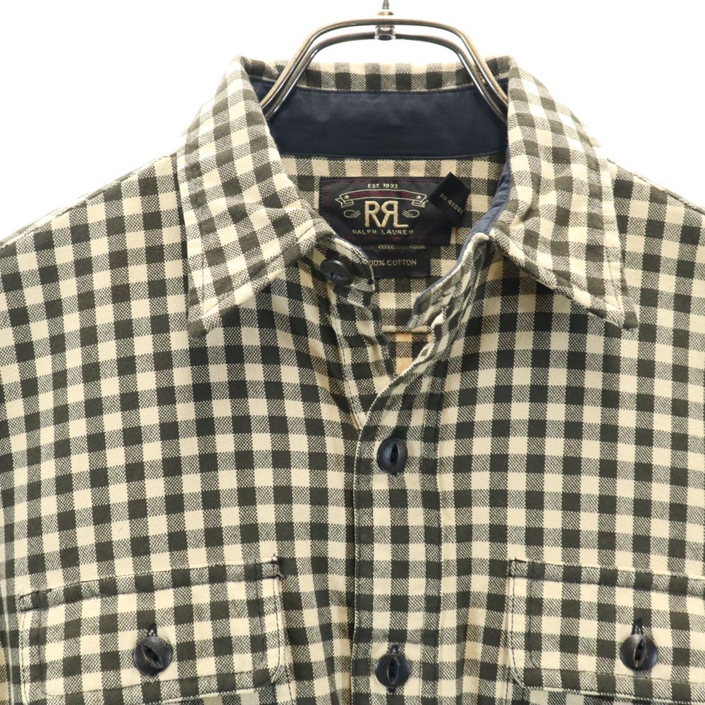 ダブルアールエル 長袖 ハーフボタン チェックシャツ XS ベージュ系 RRL RALPH LAUREN メンズ