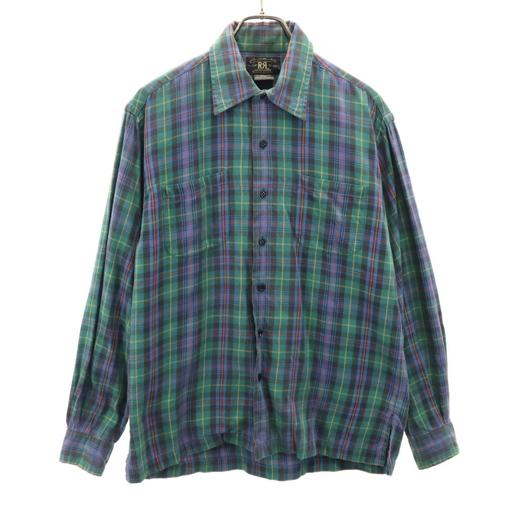 RRL ダブルアールエル 90s オールド 初期タグ 赤3星 長袖 チェックシャツ S グリーン系 RALPH LAUREN メンズ