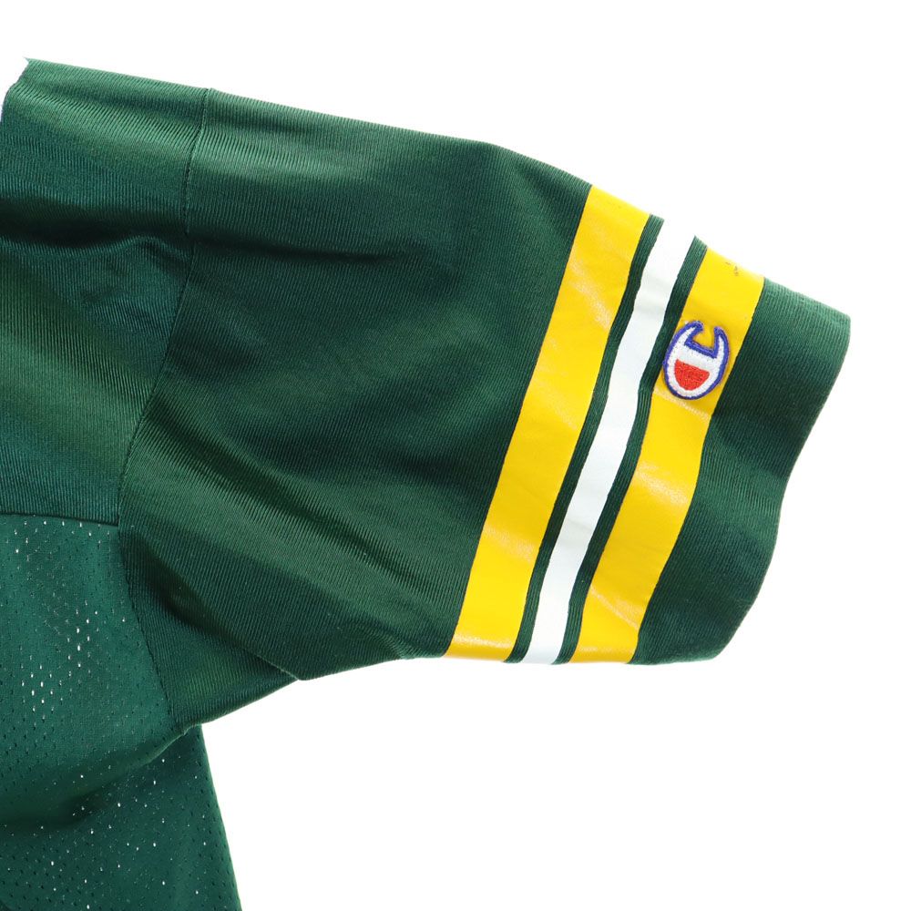 Champion チャンピオン 90s オールド メッシュ プリント 半袖 Vネック Tシャツ 48 グリーン系 メンズ