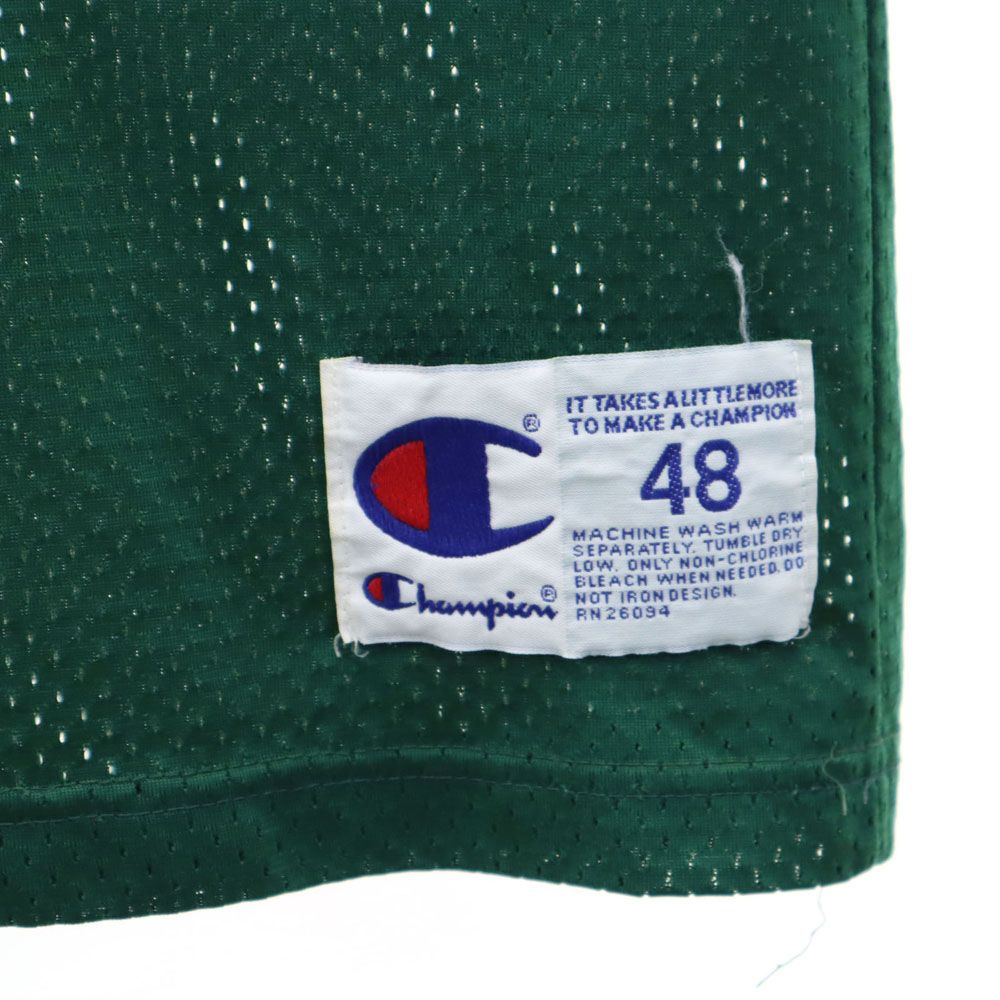 Champion チャンピオン 90s オールド メッシュ プリント 半袖 Vネック Tシャツ 48 グリーン系 メンズ