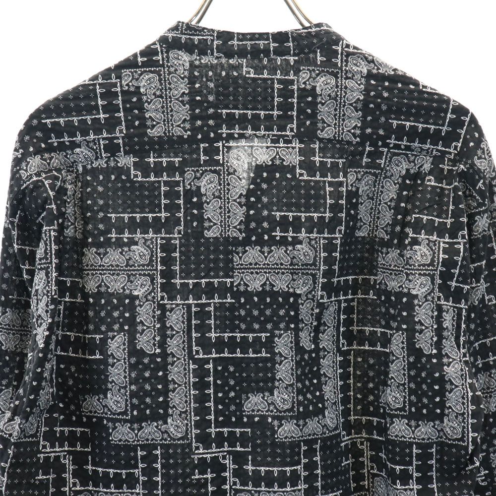 未使用 GREG LAUREN グレッグローレン USA製 ペイズリー柄 長袖 オープンカラーシャツ M ブラック メンズ