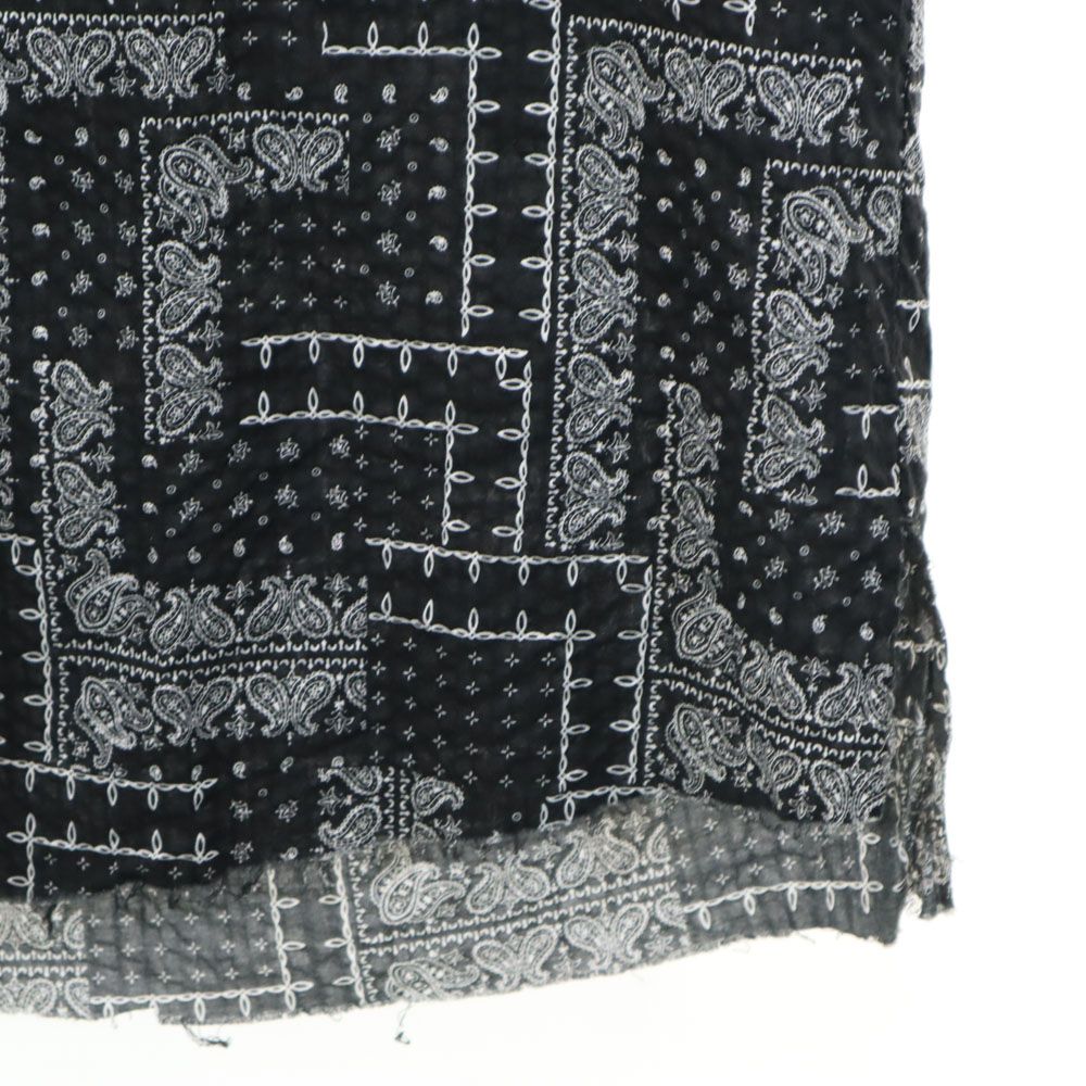 未使用 GREG LAUREN グレッグローレン USA製 ペイズリー柄 長袖 オープンカラーシャツ M ブラック メンズ