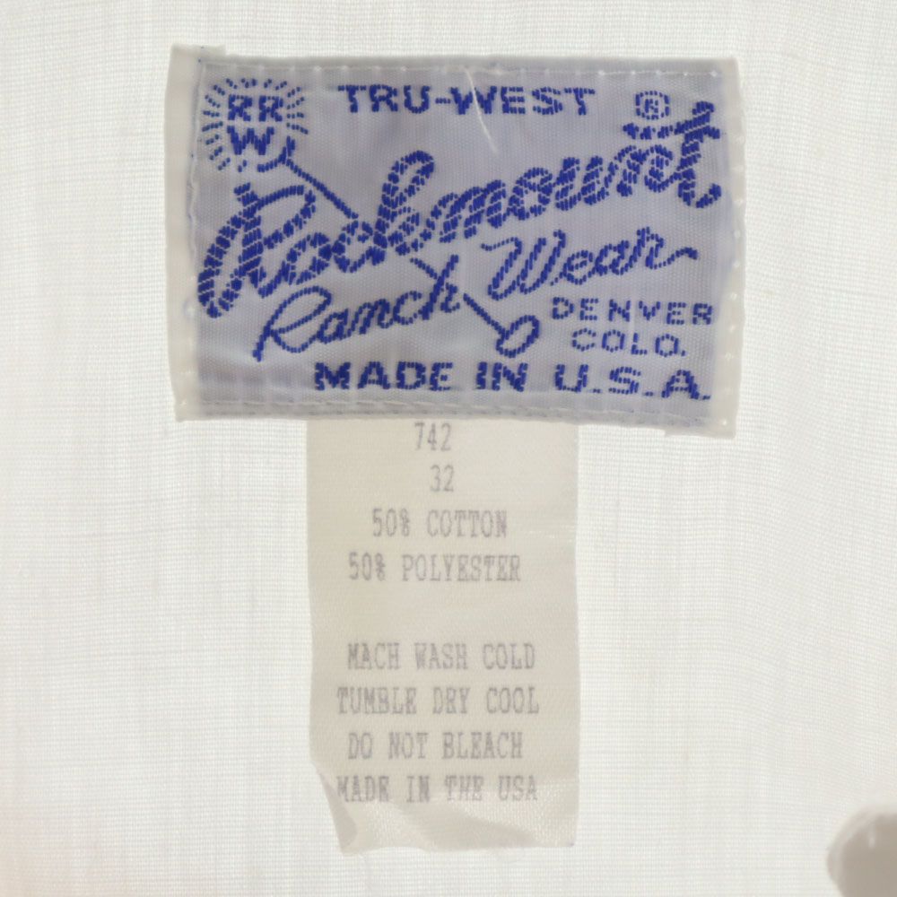 ロックマウント USA製 長袖 ウエスタンシャツ ホワイト RockMount レディース