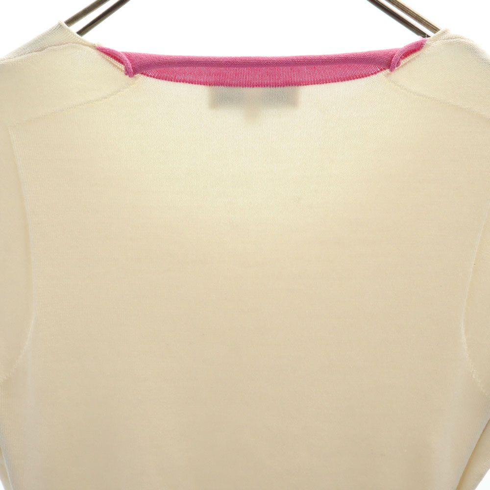 ETRO エトロ シルクブレンド 半袖 セーター 42 アイボリー×ピンク Milano ニット レディース