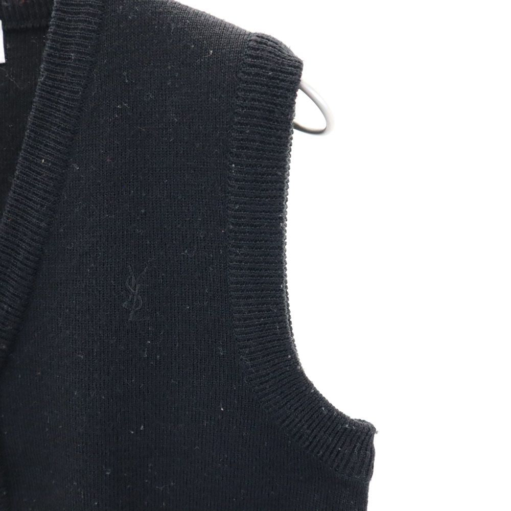 YVES SAINT LAURENT イヴサンローラン 90s オールド Vネック ニットベスト 120 ブラック キッズ