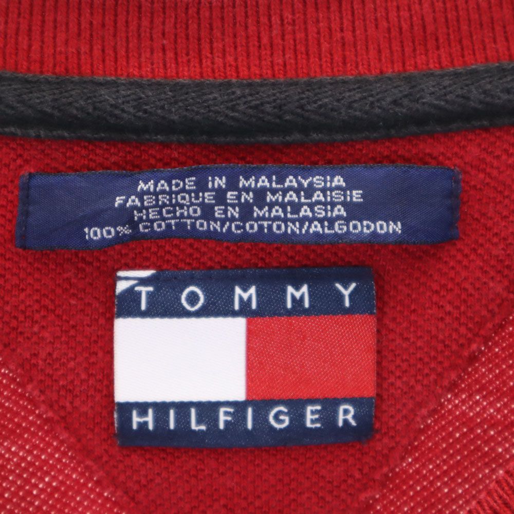 TOMMY HILFIGER トミーヒルフィガー 90s オールド フラッグタグ 長袖 カットソー レッド 鹿の子 メンズ