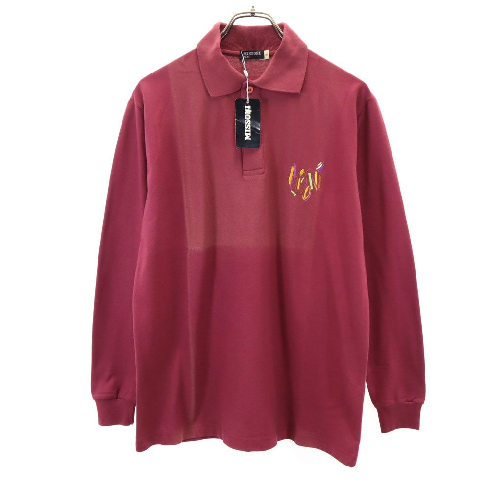 Missoni ミッソーニ 未使用 イタリア製 長袖 ポロシャツ S エンジ MARE 鹿の子地 タグ付き メンズ