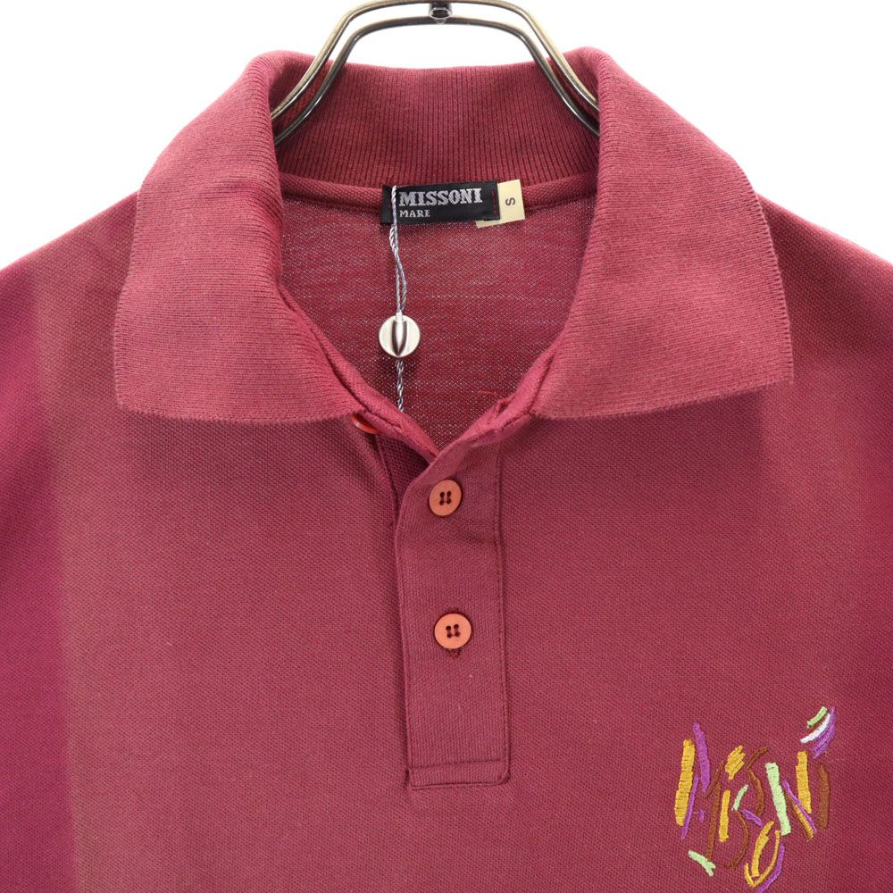 Missoni ミッソーニ 未使用 イタリア製 長袖 ポロシャツ S エンジ MARE 鹿の子地 タグ付き メンズ