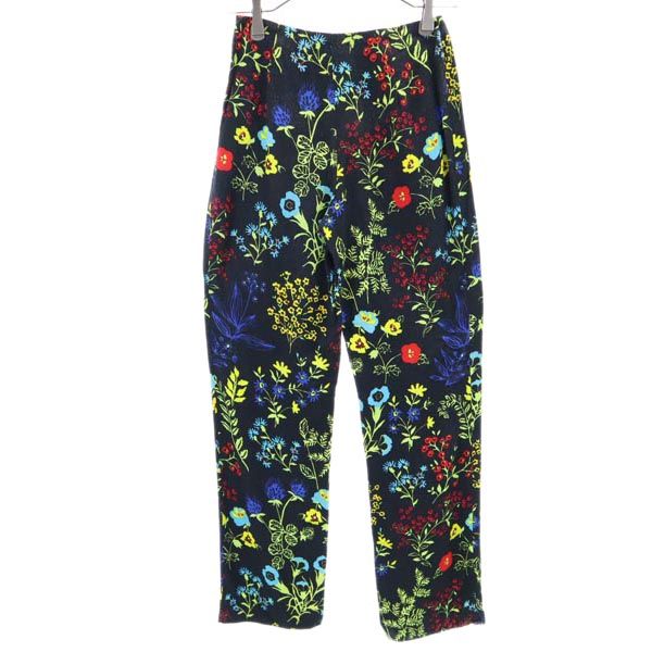 VERSACE ヴェルサーチ イタリア製 花柄 薄手 ロングパンツ 24/38 ブラック系 サイドジップ レディース
