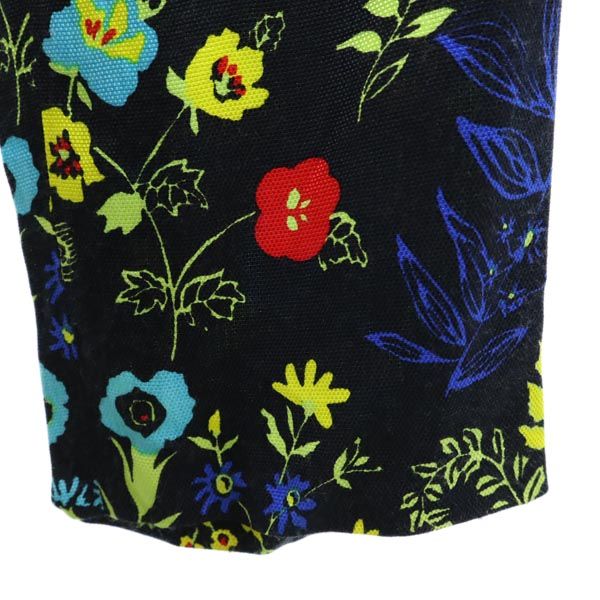 VERSACE ヴェルサーチ イタリア製 花柄 薄手 ロングパンツ 24/38 ブラック系 サイドジップ レディース
