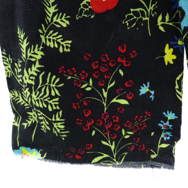 VERSACE ヴェルサーチ イタリア製 花柄 薄手 ロングパンツ 24/38 ブラック系 サイドジップ レディース