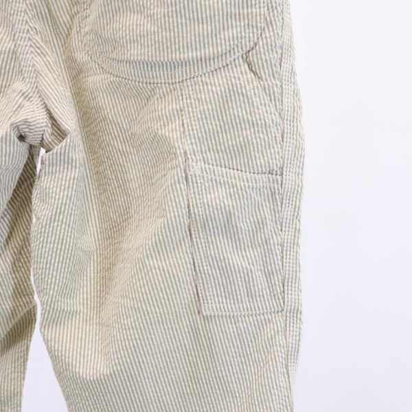 ガンリュウ 2013年 コムデギャルソン 日本製 リネンブレンド ストライプ柄 ペインターパンツ S グレー×白 GANRYU メンズ