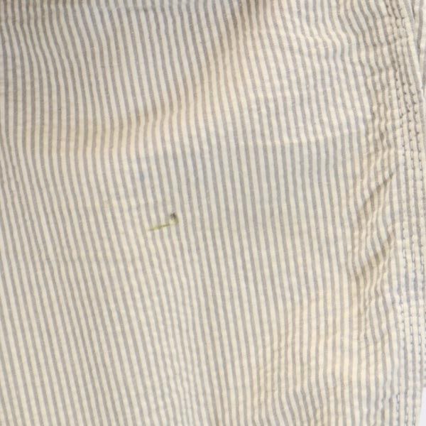 ガンリュウ 2013年 コムデギャルソン 日本製 リネンブレンド ストライプ柄 ペインターパンツ S グレー×白 GANRYU メンズ