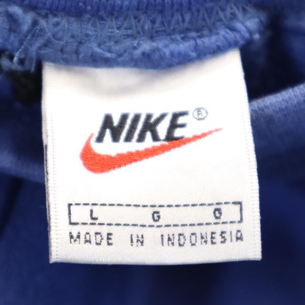 NIKE ナイキ 90s 00s 白タグ オールド ロングジャージパンツ L ブルー 裏起毛 ロゴ刺繍 メンズ