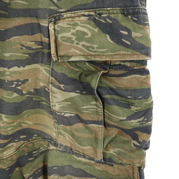 アメリカ軍 タイガーカモ ミリタリー カーゴパンツ L カーキ系 US ARMY カモフラ 迷彩 メンズ