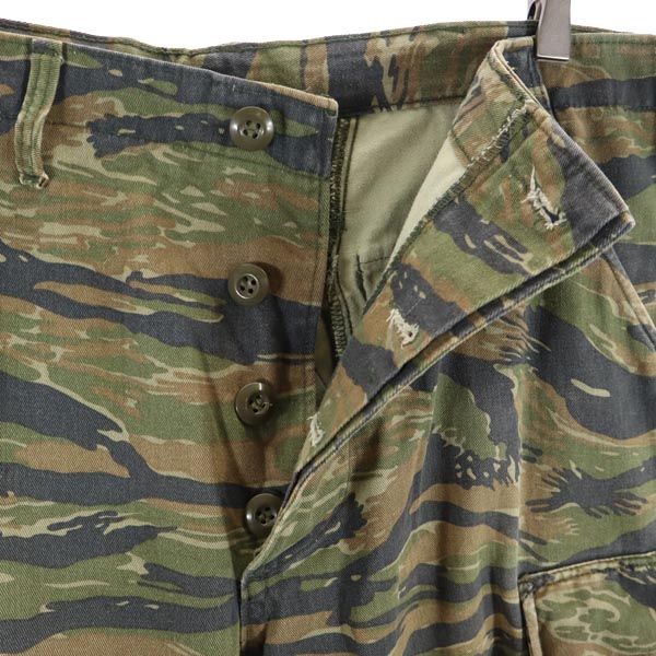 アメリカ軍 タイガーカモ ミリタリー カーゴパンツ L カーキ系 US ARMY カモフラ 迷彩 メンズ