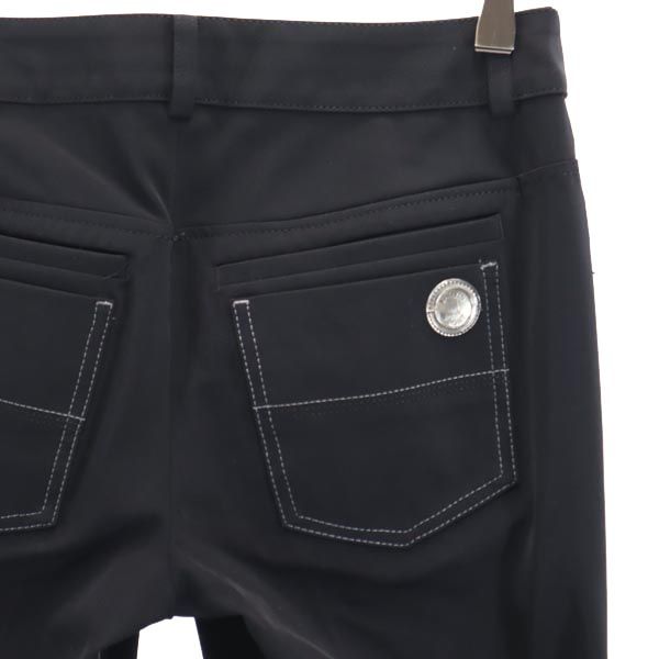 LANVIN ランバン 日本製 クロップドパンツ 36 ブラック系 ロゴ レディース