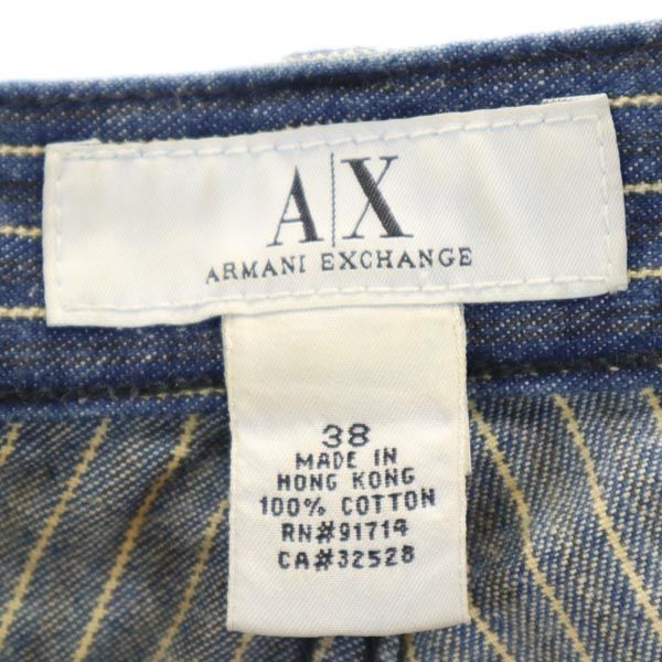ARMANI EXCHANGE アルマーニエクスチェンジ ストライプ デニムパンツ 38 ブルー系 ボタンフライ メンズ
