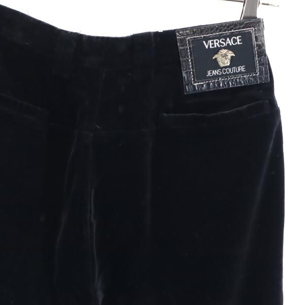 VERSACE ヴェルサーチ イタリア製 ベロア調 パンツ 40 ブラック レディース