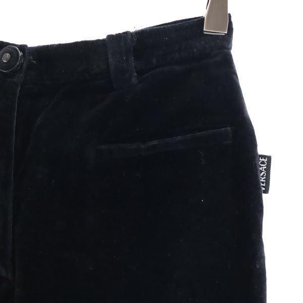 VERSACE ヴェルサーチ イタリア製 ベロア調 パンツ 40 ブラック レディース
