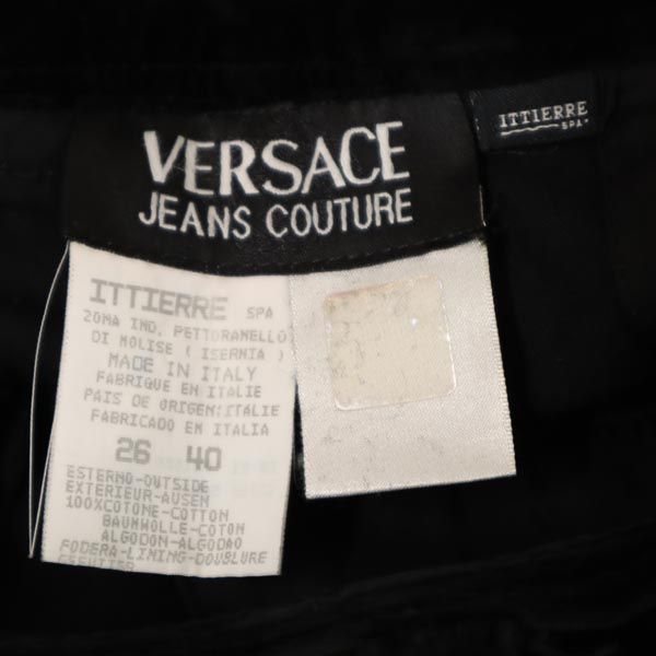 VERSACE ヴェルサーチ イタリア製 ベロア調 パンツ 40 ブラック レディース