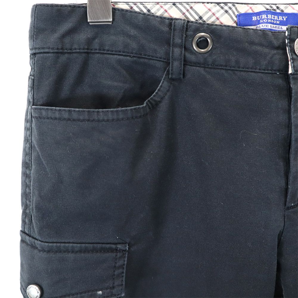 バーバリーブルーレーベル 三陽商会 カーゴパンツ 38 黒 BURBERRY BLUE LABEL レディース