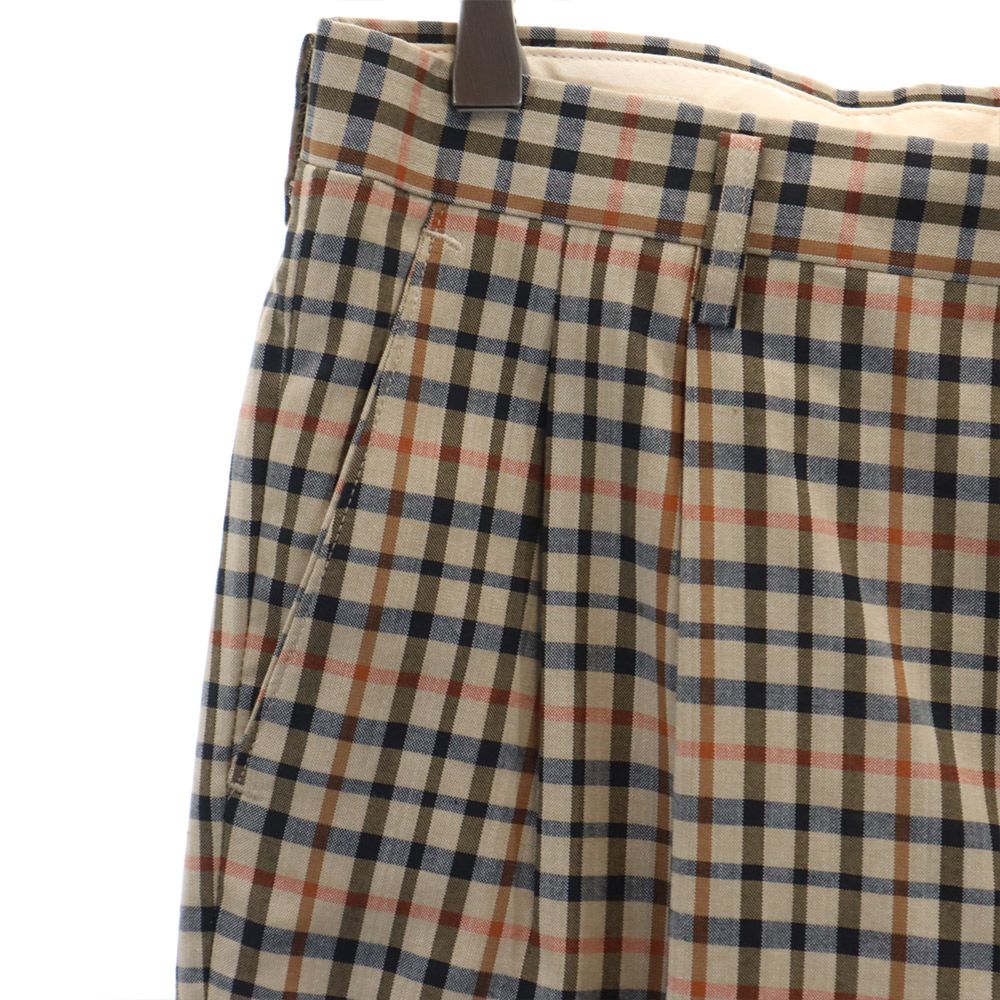 ダックス 日本製 ウールブレンド チェック柄 スラックスパンツ 82 ベージュ系 DAKS メンズ