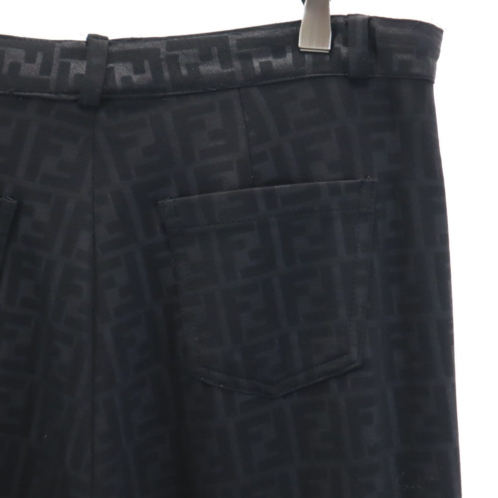 フェンディ イタリア製 総柄 スラックスパンツ L 黒 FENDI レディース