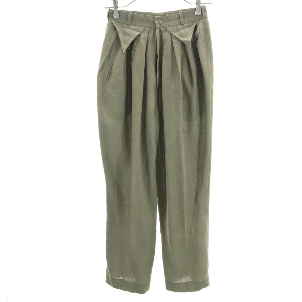 philippe salvet リネンブレンド フランス製 タック パンツ P グリーン系 philippe salvet レディース