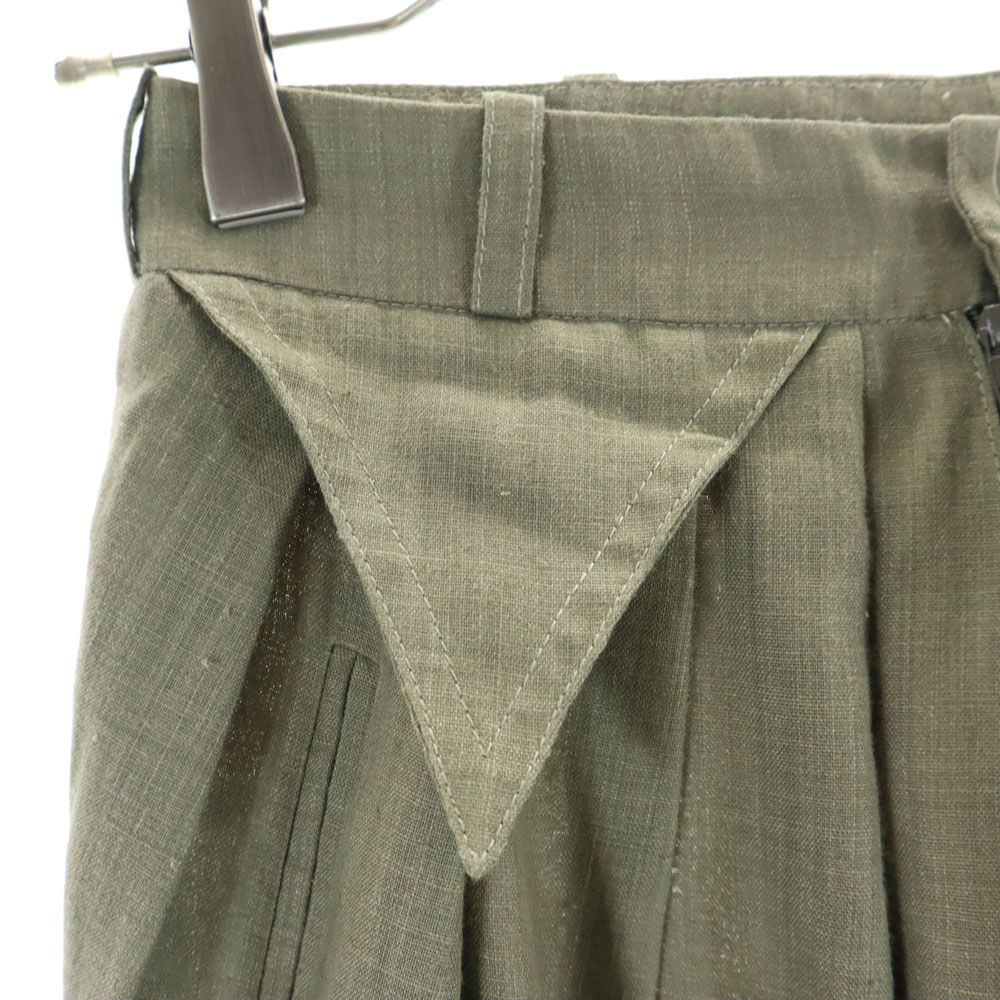 philippe salvet リネンブレンド フランス製 タック パンツ P グリーン系 philippe salvet レディース