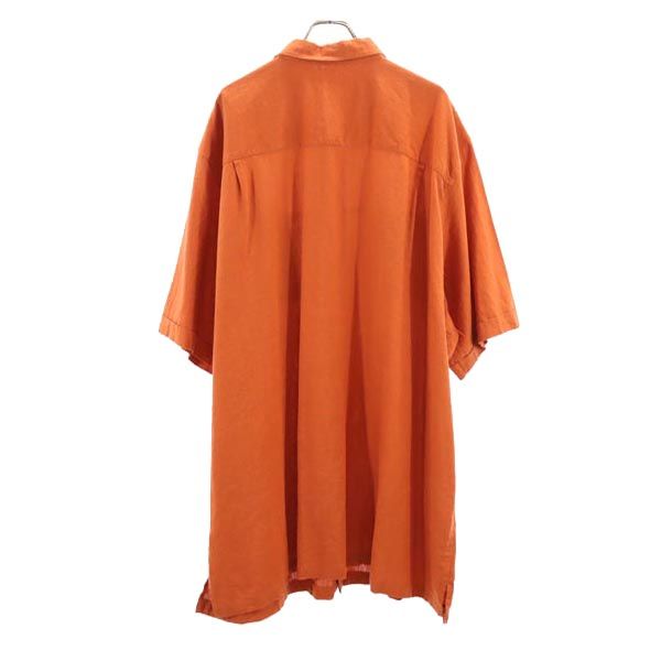 ボルダークリーク リネンブレンド 半袖 シャツ 3XL オレンジ系 BOULDER CREEK ビッグサイズ メンズ