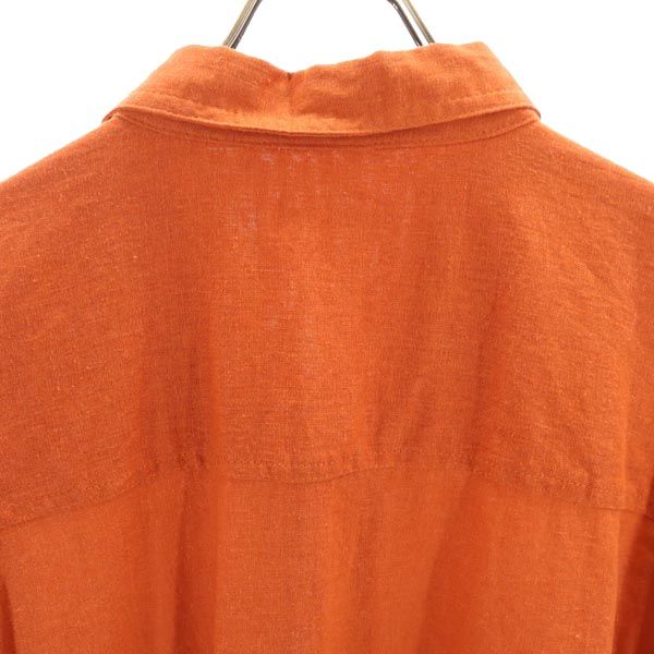 ボルダークリーク リネンブレンド 半袖 シャツ 3XL オレンジ系 BOULDER CREEK ビッグサイズ メンズ