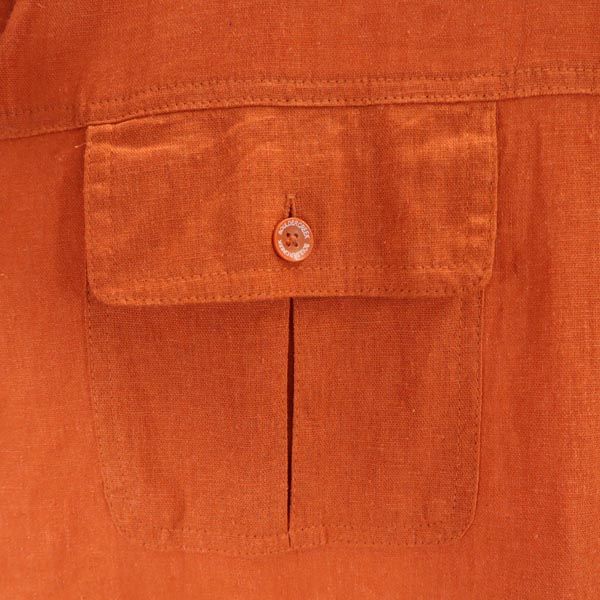 ボルダークリーク リネンブレンド 半袖 シャツ 3XL オレンジ系 BOULDER CREEK ビッグサイズ メンズ