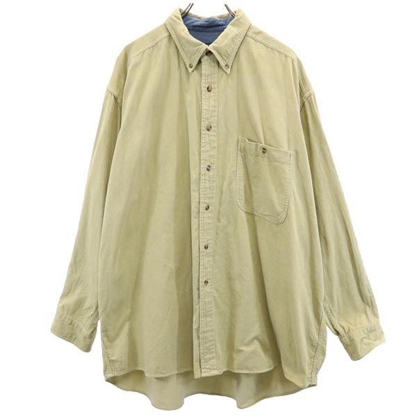 BASIC options 90s オールド 長袖 コーデュロイ ボタンダウンシャツ 2XL カーキ系 BASIC options ビッグサイズ メンズ