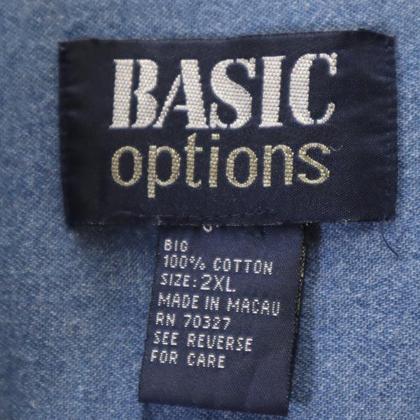 BASIC options 90s オールド 長袖 コーデュロイ ボタンダウンシャツ 2XL カーキ系 BASIC options ビッグサイズ メンズ