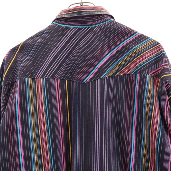 SERGIO VALENTE 80s ヴィンテージ ストライプ 長袖 ウエスタンシャツ 2LT パープル系 メンズ