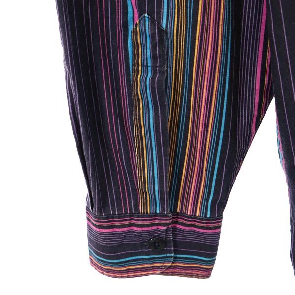 SERGIO VALENTE 80s ヴィンテージ ストライプ 長袖 ウエスタンシャツ 2LT パープル系 メンズ