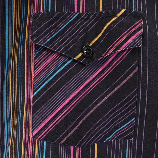 SERGIO VALENTE 80s ヴィンテージ ストライプ 長袖 ウエスタンシャツ 2LT パープル系 メンズ