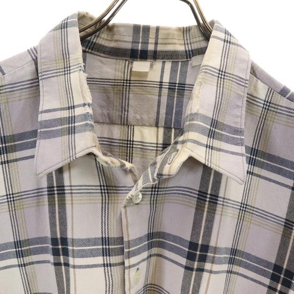 VINTAGE ヴィンテージ 60s 70s スリーピングシャツ グランパシャツ 長袖 チェックシャツ グレー系 ビッグサイズ メンズ