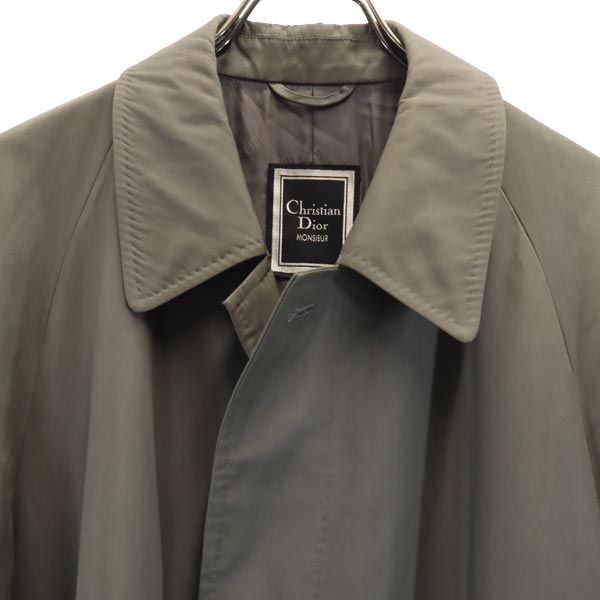 クリスチャンディオール 90s オールド シルクウールブレンド ステンカラーコート M カーキ系 Christian Dior メンズ
